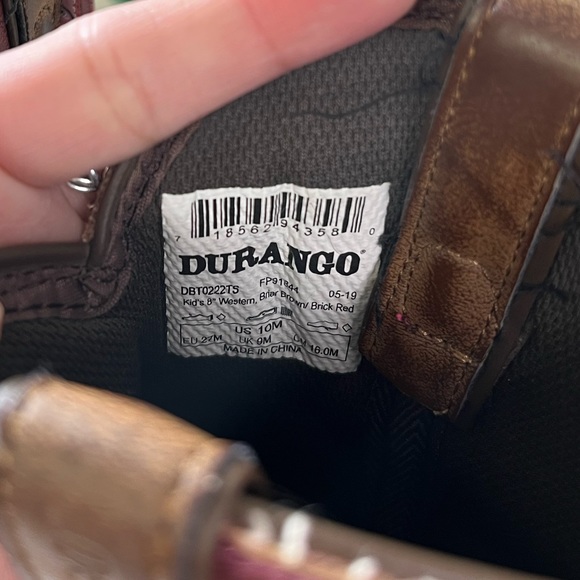 Durango Kids 8” Western Briar Brown Brick Red Cowboy Boots - Picture 7 of 9